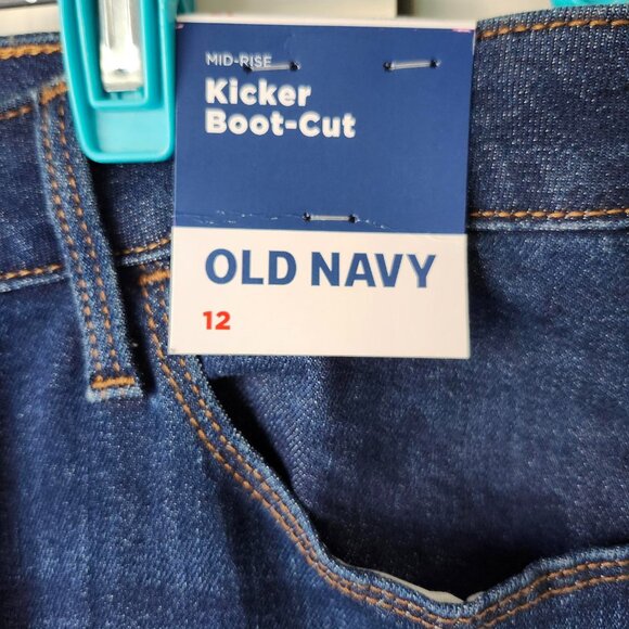 2 Pair Old Navy Kicker Boot Cut Jeans - Blue and Black - Size 12 - NWT - Picture 4 of 9
